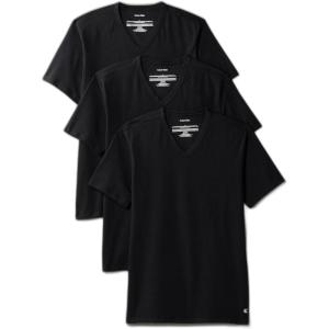 imageCalvin Klein Mens Cotton Stretch 3Pack Undershirts3 Black Vneck