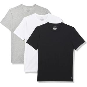 imageCalvin Klein Mens Cotton Stretch 3Pack UndershirtsBlack  Grey Heather  White Crewneck