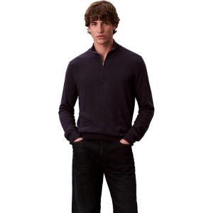 imageCalvin Klein Mens Wool Blend Quarter Zip SweaterDark Sapphire