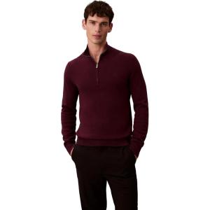 imageCalvin Klein Mens Wool Blend Quarter Zip SweaterWinetasting