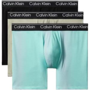imageCalvin Klein Mens Micro Stretch 3pack Boxer BriefBlack  Palm Leaf Stripebeau Blue  Foggy Mauve