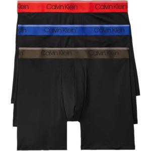 imageCalvin Klein Mens Micro Stretch 3pack Boxer BriefBlack Bodies W Work Blue  Process Green  Tuscan Terra Cotta