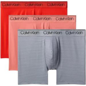 imageCalvin Klein Mens Micro Stretch 3pack Boxer BriefMolten  Sleet  Crabapple