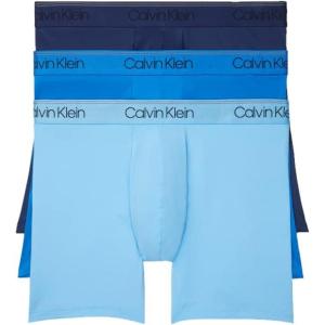 imageCalvin Klein Mens Micro Stretch 3pack Boxer BriefNew Navy  Artesian Blue  Blue Paradise