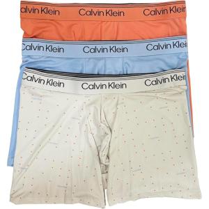 imageCalvin Klein Mens Micro Stretch 3pack Boxer BriefOrange GlowPlotted Logo ChalkBlue Bel