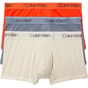 imageCalvin Klein mens Underwear Micro Stretch 3 Pack TrunkAsphalt Grey  Mudstone  Acid Orange