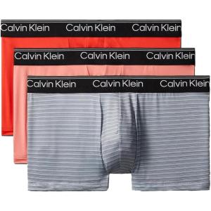 imageCalvin Klein mens Underwear Micro Stretch 3 Pack TrunkRedGrey StripePeach