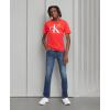imageCalvin Klein Boys Short Sleeve Logo Crew Neck TShirt Soft Comfortable Relaxed FitOld School Racing Red