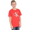 imageCalvin Klein Boys Short Sleeve Logo Crew Neck TShirt Soft Comfortable Relaxed FitOld School Racing Red