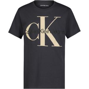 imageCalvin Klein Boys Short Sleeve Logo Crew Neck TShirt Soft Comfortable Relaxed FitMono Hemisphere Blue