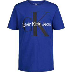 imageCalvin Klein Boys Short Sleeve Logo Crew Neck TShirt Soft Comfortable Relaxed FitMono Surf the Web