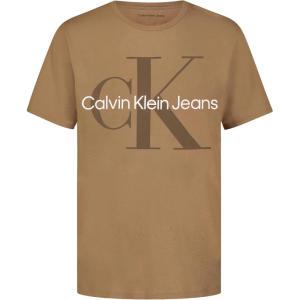 imageCalvin Klein Boys Short Sleeve Logo Crew Neck TShirt Soft Comfortable Relaxed FitMono Tigers Eye