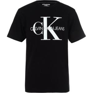 imageCalvin Klein Boys Short Sleeve Logo Crew Neck TShirt Soft Comfortable Relaxed FitOld School True Black