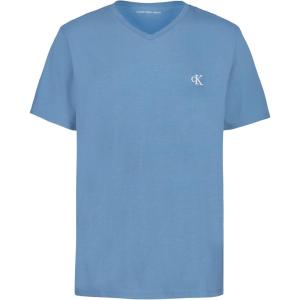 imageCalvin Klein Boys Short Sleeve Solid VNeck TShirt Soft Comfortable Relaxed FitBlue Heaven