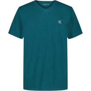 imageCalvin Klein Boys Short Sleeve Solid VNeck TShirt Soft Comfortable Relaxed FitMediterranea