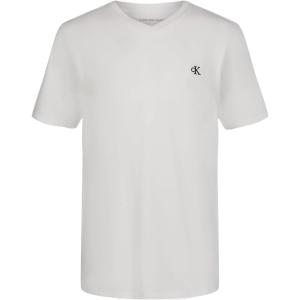 imageCalvin Klein Boys Short Sleeve Solid VNeck TShirt Soft Comfortable Relaxed FitMono White