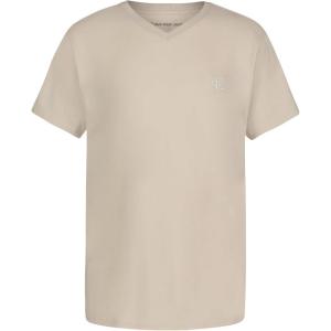 imageCalvin Klein Boys Short Sleeve Solid VNeck TShirt Soft Comfortable Relaxed FitOatmeal