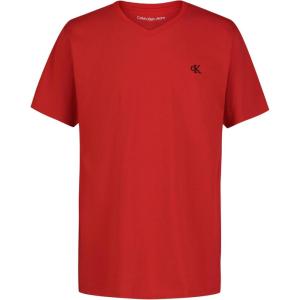 imageCalvin Klein Boys Short Sleeve Solid VNeck TShirt Soft Comfortable Relaxed FitRacing Red