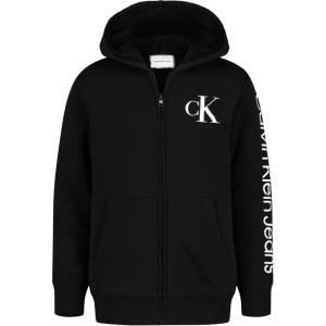 imageCalvin Klein boys Long Sleeve Full Zip Fleece HoodieSherpalined Black