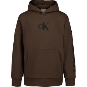 imageCalvin Klein boys Long Sleeve Pullover Fleece HoodieImpact Coffee Quartz