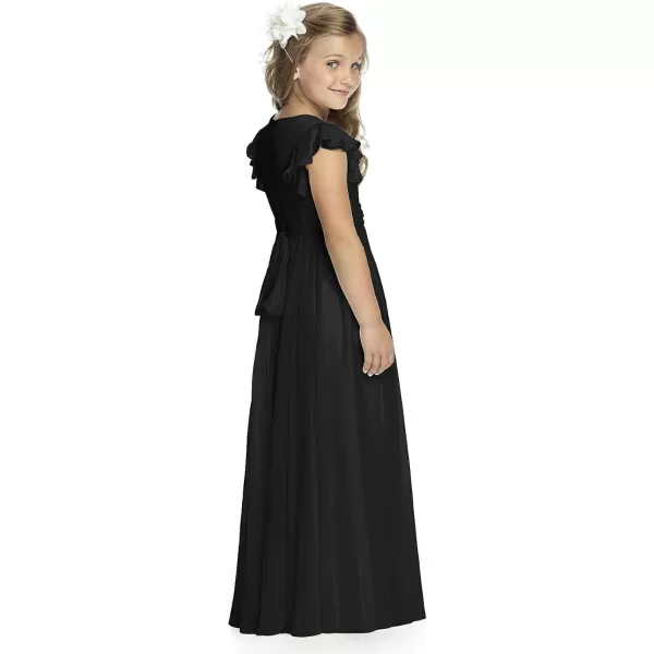 Abaowedding Fancy Chiffon Flower Girl Dresses Flutter Sleeves Junior Bridesmaid DressBlack