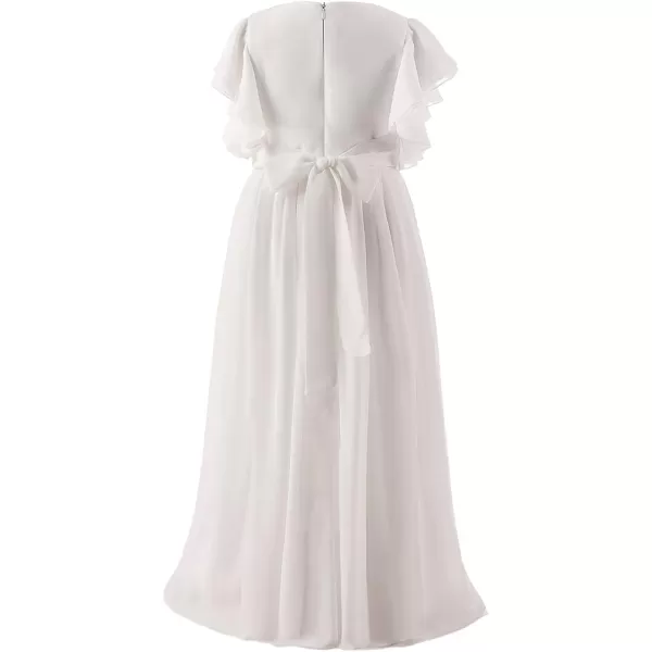 Abaowedding Fancy Chiffon Flower Girl Dresses Flutter Sleeves Junior Bridesmaid DressIvory