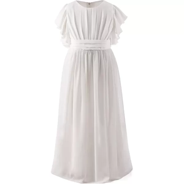 Abaowedding Fancy Chiffon Flower Girl Dresses Flutter Sleeves Junior Bridesmaid DressIvory