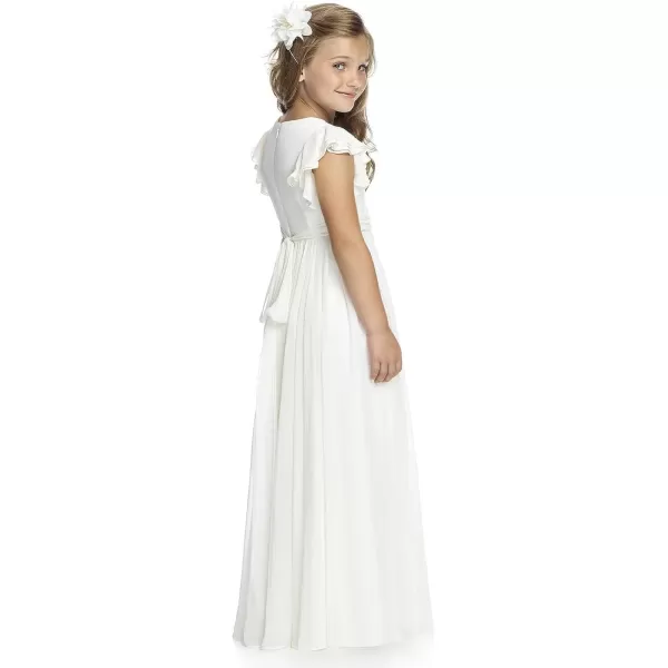 Abaowedding Fancy Chiffon Flower Girl Dresses Flutter Sleeves Junior Bridesmaid DressIvory