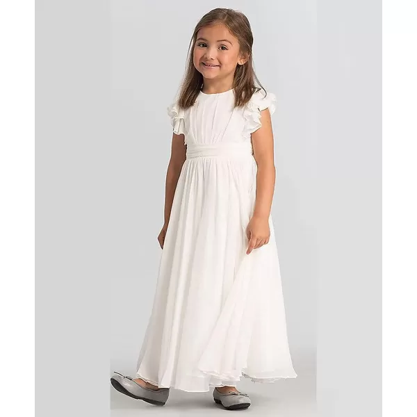 Abaowedding Fancy Chiffon Flower Girl Dresses Flutter Sleeves Junior Bridesmaid DressIvory