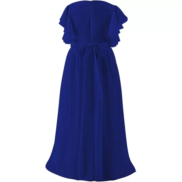 Abaowedding Fancy Chiffon Flower Girl Dresses Flutter Sleeves Junior Bridesmaid DressRoyal Blue