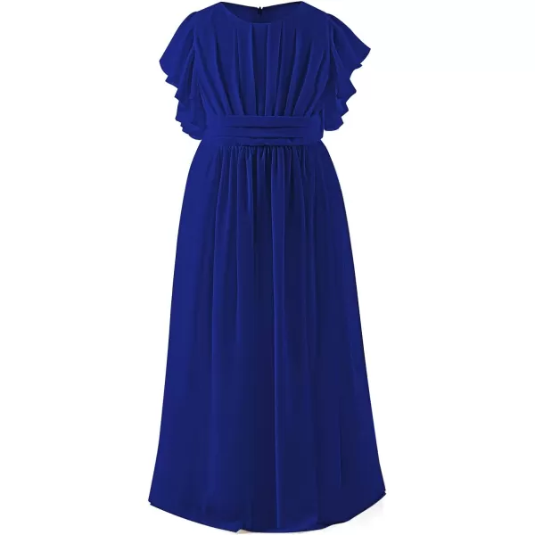 Abaowedding Fancy Chiffon Flower Girl Dresses Flutter Sleeves Junior Bridesmaid DressRoyal Blue