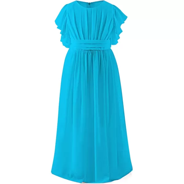 Abaowedding Fancy Chiffon Flower Girl Dresses Flutter Sleeves Junior Bridesmaid DressSky Blue