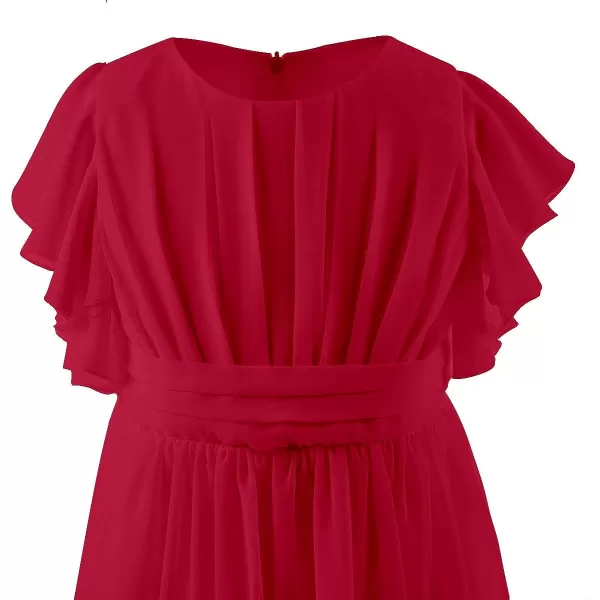Abaowedding Fancy Chiffon Flower Girl Dresses Flutter Sleeves Junior Bridesmaid DressWine
