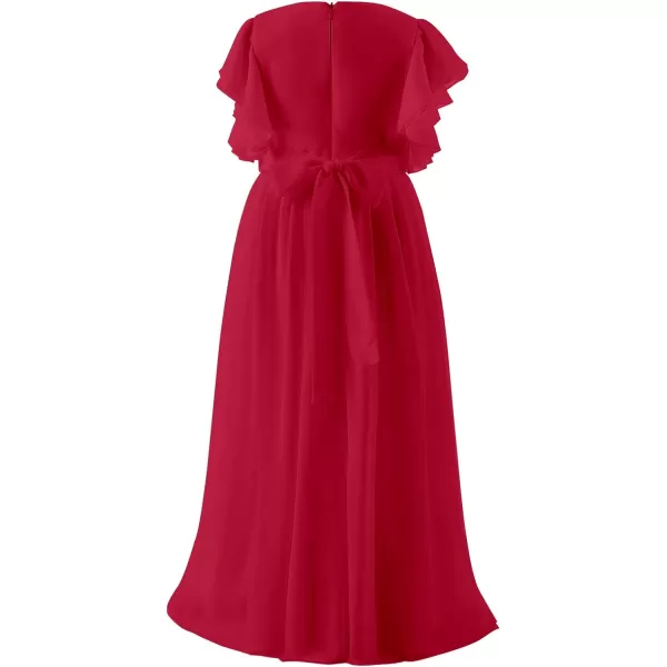 Abaowedding Fancy Chiffon Flower Girl Dresses Flutter Sleeves Junior Bridesmaid DressWine