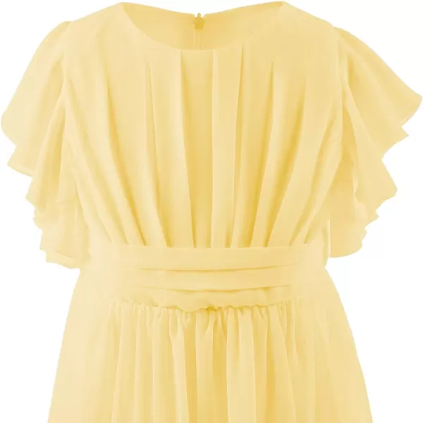 Abaowedding Fancy Chiffon Flower Girl Dresses Flutter Sleeves Junior Bridesmaid DressYellow