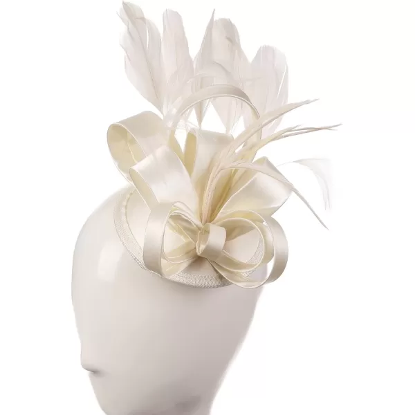 Abaowedding Feather Fascinator Cocktail Party Hair Clip Pillbox HatsIvory