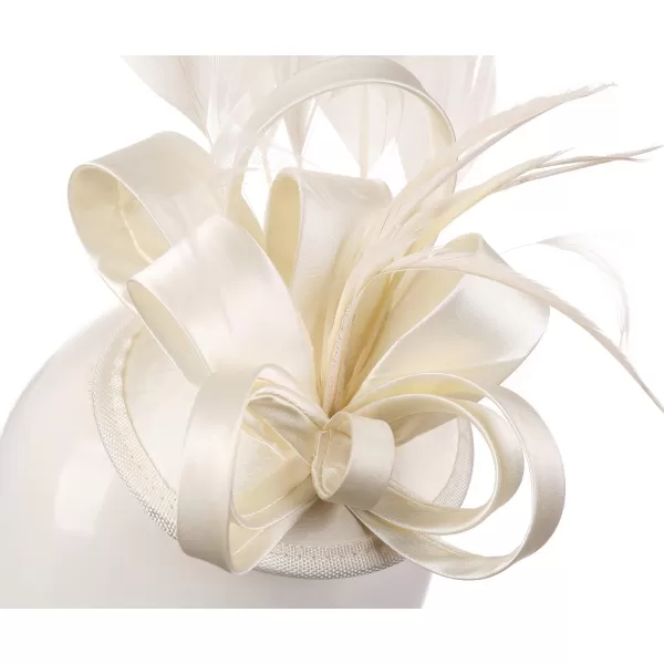 Abaowedding Feather Fascinator Cocktail Party Hair Clip Pillbox HatsIvory