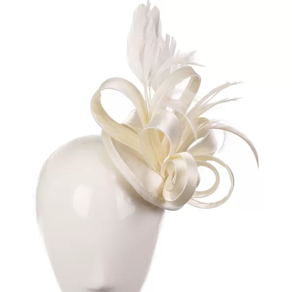 Abaowedding Feather Fascinator Cocktail Party Hair Clip Pillbox HatsIvory