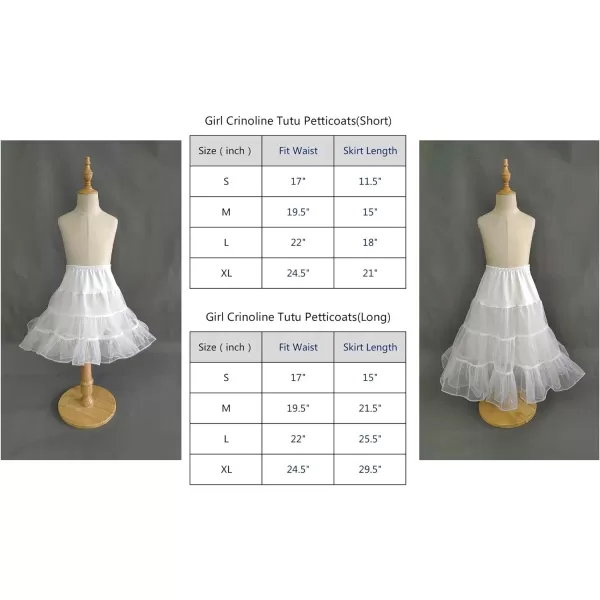 Abaowedding Flower Girls Hoopless Petticoat Crinoline Childs Tutu Underskirt SlipsShortwhite