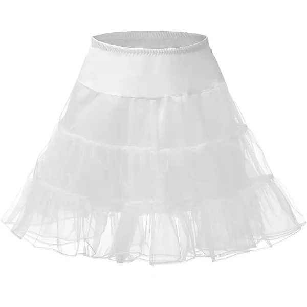 Abaowedding Flower Girls Hoopless Petticoat Crinoline Childs Tutu Underskirt SlipsShortwhite