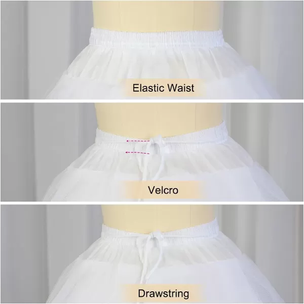 Abaowedding Flower Girls Hoopless Petticoat Slip with 3 Layers Elastic Kids Crinoline UnderskirtWhite 1
