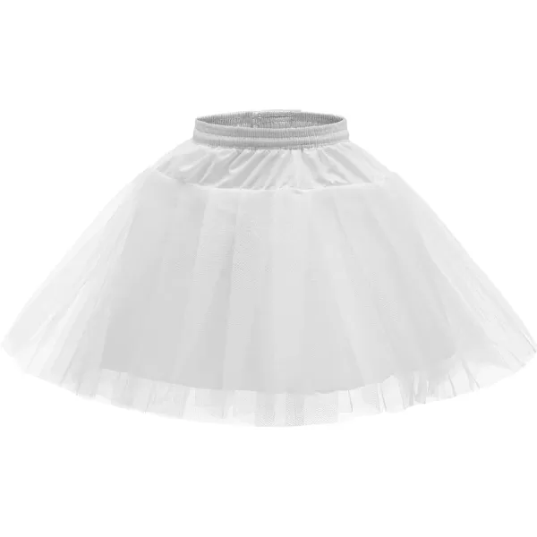 Abaowedding Flower Girls Hoopless Petticoat Slip with 3 Layers Elastic Kids Crinoline UnderskirtWhite 1