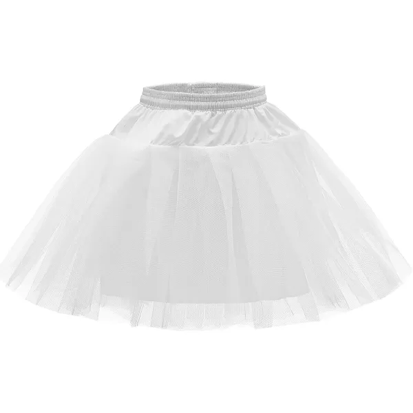 Abaowedding Flower Girls Hoopless Petticoat Slip with 3 Layers Elastic Kids Crinoline UnderskirtWhite 1