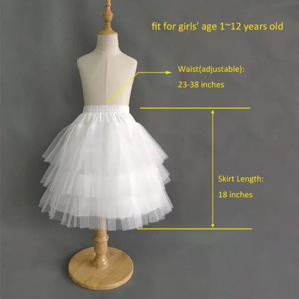 Abaowedding Flower Girls Hoopless Petticoat Slip with 3 Layers Elastic Kids Crinoline UnderskirtWhite