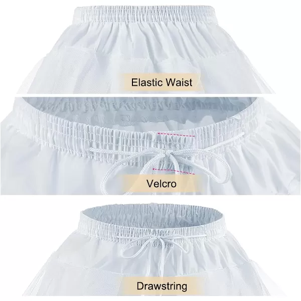 Abaowedding Flower Girls Hoopless Petticoat Slip with 3 Layers Elastic Kids Crinoline UnderskirtWhite
