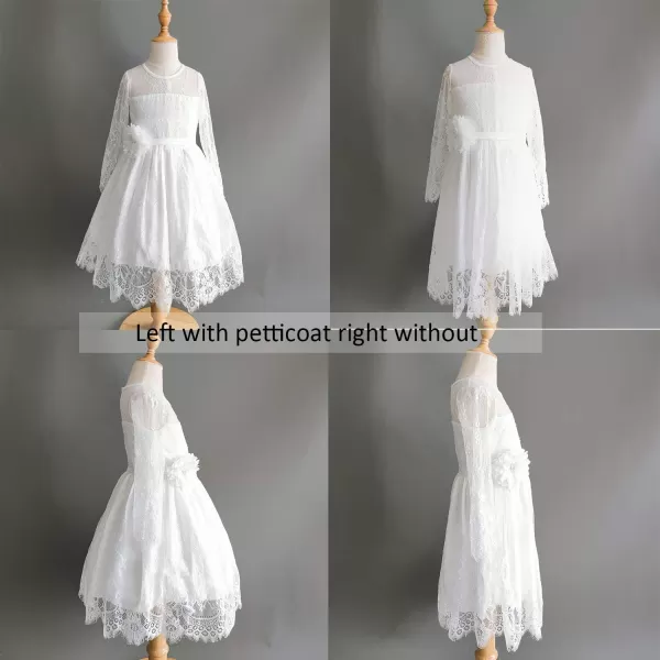Abaowedding Flower Girls Hoopless Petticoat Slip with 3 Layers Elastic Kids Crinoline UnderskirtWhite