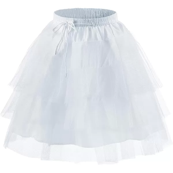 Abaowedding Flower Girls Hoopless Petticoat Slip with 3 Layers Elastic Kids Crinoline UnderskirtWhite
