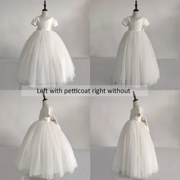 Abaowedding Flower Girls Petticoat with 2 Hoops Full Slip Elastic Childs Crinoline UnderskirtWhite