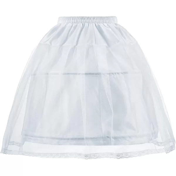 Abaowedding Flower Girls Petticoat with 2 Hoops Full Slip Elastic Childs Crinoline UnderskirtWhite