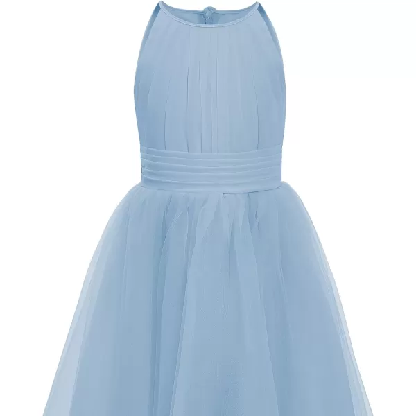 Abaowedding Flower Girls Tulle Chiffon Dresses Kids Wedding Party Pageant Ball GownsBlue